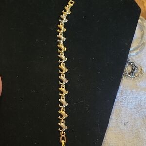 Two-Tone Gold and Silver Dolphin Link Bracelet